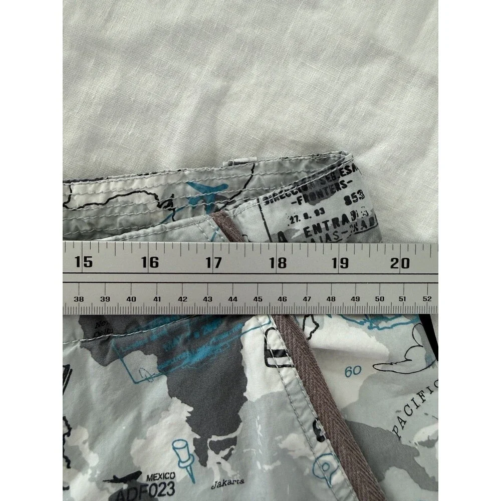 Y2K Ecko Unltd Cargo Shorts Men 38 Mile High All Over Print WhiteBlue Gray White